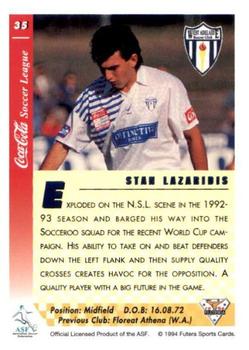 1994 Futera Australia NSL #35 Stan Lazaridis Back