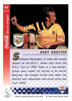 1994 Futera Australia NSL #40 Gary Bratten Back