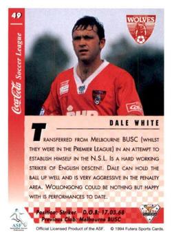 1994 Futera Australia NSL #49 Dale White Back