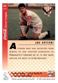 1994 Futera Australia NSL #55 Joe Spiteri Back