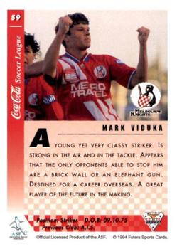 1994 Futera Australia NSL #59 Mark Viduka Back