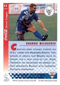 1994 Futera Australia NSL #62 Branko Milosevic Back