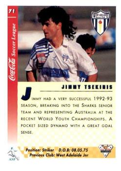 1994 Futera Australia NSL #71 Jimmy Tsekinis Back