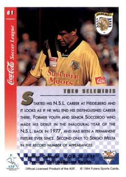 1994 Futera Australia NSL #81 Theo Selemidis Back