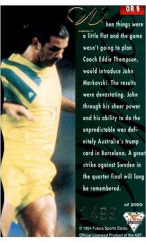 1994 Futera Australia NSL - Olympic Team #OR9 John Markovski Back