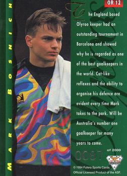 1994 Futera Australia NSL - Olympic Team #OR12 Mark Bosnich Back