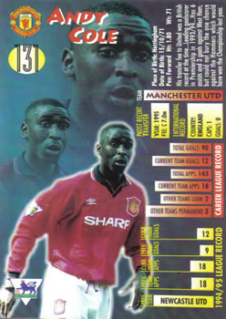 1995-96 Merlin Ultimate #131 Andy Cole Back