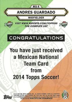 2014 Topps MLS - Mexican National Team #MX-4 Andres Guardado Back