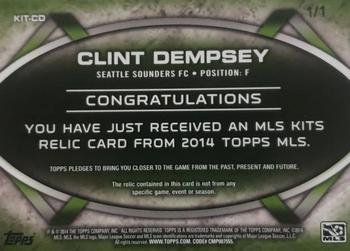 2014 Topps MLS - Relics Golazo Patches #KIT-CD Clint Dempsey Back