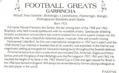 1986 Fax-Pax Football Greats #NNO Garrincha Back