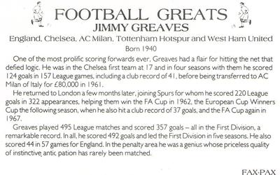 1986 Fax-Pax Football Greats #NNO Jimmy Greaves Back