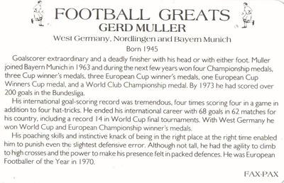 1986 Fax-Pax Football Greats #NNO Gerd Muller Back