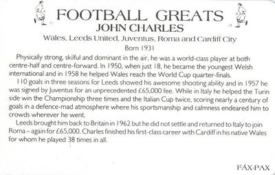 1986 Fax-Pax Football Greats #NNO John Charles Back