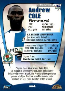 2002-03 Topps Premier Gold 2003 #BR4 Andy Cole Back