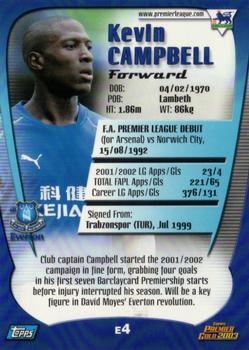 2002-03 Topps Premier Gold 2003 #E4 Kevin Campbell Back