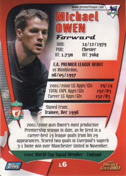 2002-03 Topps Premier Gold 2003 #L6 Michael Owen Back