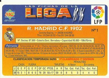 1995-96 Mundicromo Sport Las Fichas de La Liga #1 Team Card Back