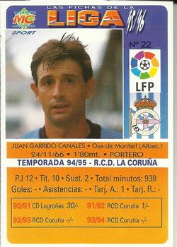 1995-96 Mundicromo Sport Las Fichas de La Liga #22 Juan Garrido Canales Back