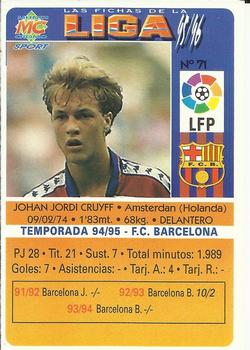1995-96 Mundicromo Sport Las Fichas de La Liga #71 J. Cruyff Back
