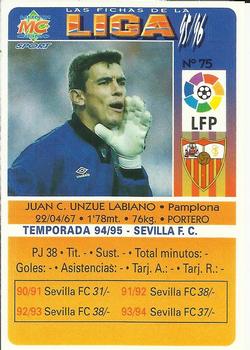 1995-96 Mundicromo Sport Las Fichas de La Liga #75 Unzue Back