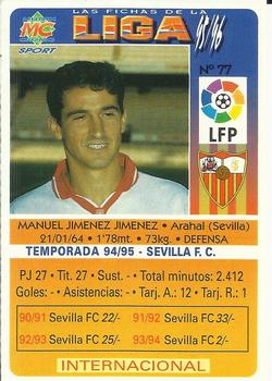 1995-96 Mundicromo Sport Las Fichas de La Liga #77 Jimenez Back