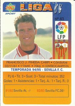 1995-96 Mundicromo Sport Las Fichas de La Liga #83 Pineda Back