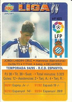 1995-96 Mundicromo Sport Las Fichas de La Liga #103 Lardin Back