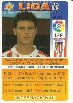 1995-96 Mundicromo Sport Las Fichas de La Liga #134 Larrainzar Back