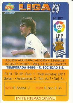 1995-96 Mundicromo Sport Las Fichas de La Liga #187 Aranzabal Back