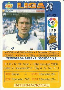 1995-96 Mundicromo Sport Las Fichas de La Liga #193 Imaz Back