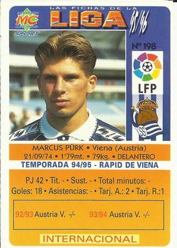1995-96 Mundicromo Sport Las Fichas de La Liga #198b Purk Back