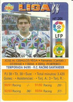 1995-96 Mundicromo Sport Las Fichas de La Liga #201 Ceballos Back