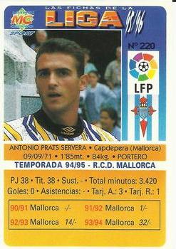 1995-96 Mundicromo Sport Las Fichas de La Liga #220 Prats Back