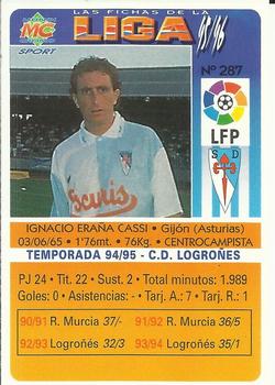 1995-96 Mundicromo Sport Las Fichas de La Liga #287 Eraña Back