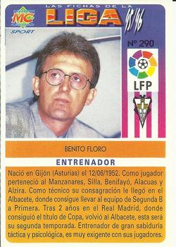 1995-96 Mundicromo Sport Las Fichas de La Liga #290 Benito Floro Back