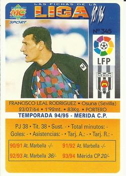 1995-96 Mundicromo Sport Las Fichas de La Liga #345 Leal Back