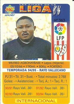 1995-96 Mundicromo Sport Las Fichas de La Liga #363 Wilfred Back