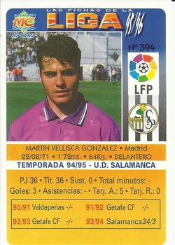 1995-96 Mundicromo Sport Las Fichas de La Liga #394 Vellisca Back