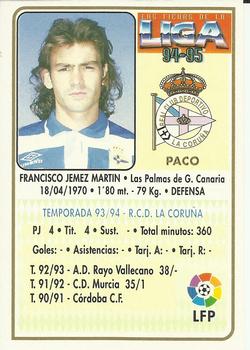 1994-95 Mundicromo Sport Las Fichas de La Liga - Ultima Hora #26 Paco Back