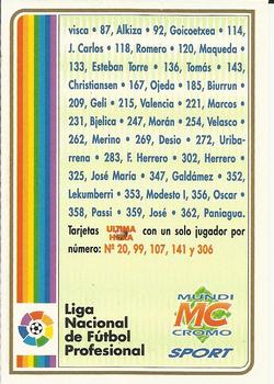 1994-95 Mundicromo Sport Las Fichas de La Liga - Ultima Hora #NNO Ultima Hora Back