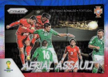 2014 Panini Prizm FIFA World Cup Brazil - Aerial Assault Prizms Blue and Red Blue Wave #1 Cristiano Ronaldo Front