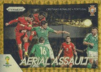 2014 Panini Prizm FIFA World Cup Brazil - Aerial Assault Prizms Gold Power #1 Cristiano Ronaldo Front
