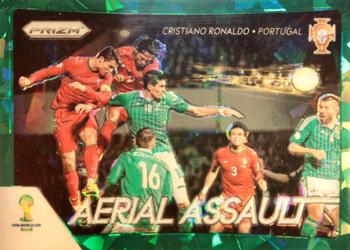 2014 Panini FIFA World Cup Brazil Prizm - Aerial Assault Prizms Green Crystal #1 Cristiano Ronaldo Front