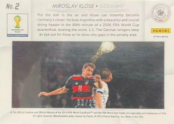 2014 Panini Prizm FIFA World Cup Brazil - Aerial Assault Prizms Green Crystal #2 Miroslav Klose Back