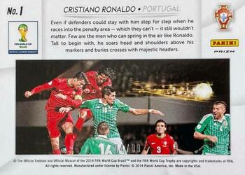 2014 Panini FIFA World Cup Brazil Prizm - Aerial Assault Prizms Purple #1 Cristiano Ronaldo Back
