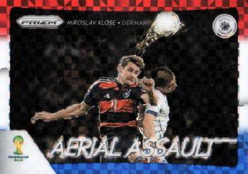 2014 Panini Prizm FIFA World Cup Brazil - Aerial Assault Prizms Red, White and Blue Power Plaid #2 Miroslav Klose Front