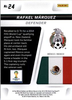 2014 Panini Prizm FIFA World Cup Brazil - Cup Captains #24 Rafael Marquez Back