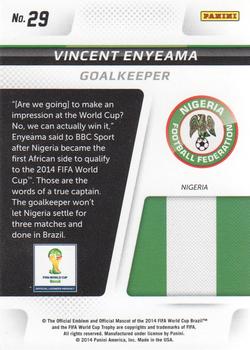 2014 Panini Prizm FIFA World Cup Brazil - Cup Captains #29 Vincent Enyeama Back