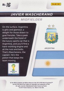 2014 Panini Prizm FIFA World Cup Brazil - Cup Captains #16 Javier Mascherano Back