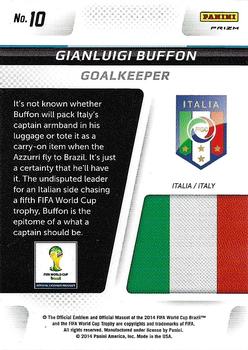 2014 Panini Prizm FIFA World Cup Brazil - Cup Captains Prizms #10 Gianluigi Buffon Back